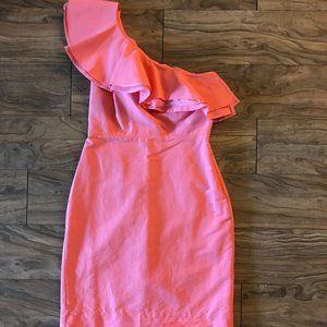 J. Crew One Shoulder Ruffle Faille Dress